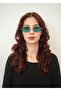 Unisex Rectangular Sunglasses Gold Color Frame Blue Glass Uv Protected Sion C2 - 2