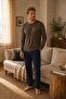 Cotton Long Sleeve Men's Pajama Set - 6