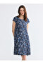 Original Oval Neck Floral A-Line Dress - 2