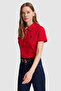 Women's Red Polo Collar Basic T-Shirt 50321798-Vr030 - 3