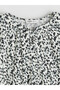 Original Oval Collar Patterned Blouse - 6
