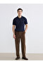 Brown Standard Fit Men's Velvet Trousers