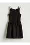 Two Mt Shop Quality Lcw Kids Black U-Neck Girls' Dress