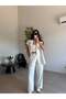 Ecru Side Buttoned Linen Suit - 3