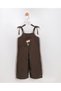 Girl's Strappy Linen Floral Print Jumpsuit 2-5 Years Old Brown - 3