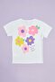 Flower Printed Crew Neck Girl's T-Shirt - 2