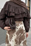 Ruffle Blouse and Skirt Bitter Brown Set - 2