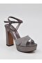 Carel 2057 Platinum Glitter Platform Women's Sandals - 6