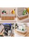 2-Piece Rectangular Bamboo Edge Organizer Basket Wooden Base - with Cloth 19X27X10Cm - 15X24X8Cm - 5