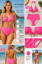 Premium Women's Pink High Waist Bikini Set Drawstring Triangle Cut Beach and Pool Bikini 2026 Season