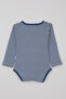 Baby Boy Snap Fastener Bodysuit Striped 9 Months-3 Years, Indigo - 4