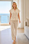 Women's Summer Linen Woven Button-Down Pajama Set |   Stylish and Very Comfortable Model 88-137 - 4