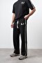 Men's No1 Stripe Detailed Baggy Sweatpants Black - 3