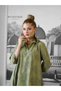 Leaf Patterned Casual Shirt Dress |   Khaki Green Midi Dress - 3