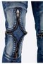 Men's Blue Knees Zippered Street Fashion Skinny Jeans - 4