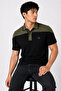 100% Cotton Men's Polo Collar T-shirt, Colorful Striped Short Sleeve Split Model, Mountain Logo Design - 3