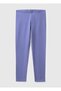 Girl's Purple Logo Embroidered Leggings