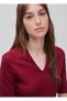Women's Plum 100% Cotton Half Sleeve Deep V-Neck T-Shirt - 6