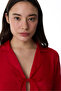 Red Bella Satin Buttoned Shirt Pants Pajama Set - 4