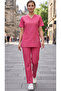 Professional Housemaid/Baby sitter/Khadama/Nanny Uniform Set,SHORT Sleeves, V-Neck Top with Pockets and Trousers,COTTON