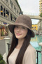 Women's Brown Straw Knitted Bucket Bag |   Bohemian Style Beach and Sun Hat - 5