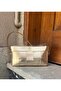 Women's Knitted Patterned Hand and Shoulder Bag |   Cross Strap Daily Women's Bag |   White - Powder - Silver - Gold - 2