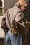 Oversize suni deri biker ceket - 5