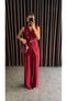 Women's B Belted Vest Suit Burgundy - 4