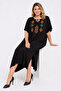 Women's Large Size Black Embroidery Detailed Comfortable Cut Dress 65n22609 - 3