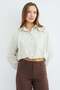 Buttoned Single Pocket Crop Shirt