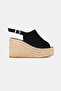 Women's Black Suede Genuine Leather 36-41 Size Wedge Heel Daily Espadrilles - 5
