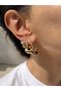 Steel Rose Gold Stone Heart X Model Triple Fiamma Earring Set -No Tarnishing-