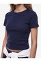 Viscose Fabric Ribbed Slim Fit Short Sleeve Crew Neck Basic T-Shirt - 4