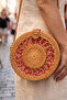 Raffaella - Rattan Handmade Wicker Round Shoulder Bag with Leather Strap Detail - 4