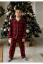 Furyatex Children's Plaid Long Sleeve Buttoned Pajama Set Unisex