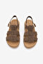 Women's Genuine Leather Ankle Strap Striped Casual Sandals Sovena Brown Suede - 3