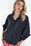 Women's Oversize Polka Dot Shirt 1512 - Black