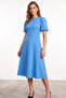 Crew Neck Balloon Sleeve Midi Length A-Line Dress