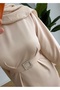 Cream Crepe Party Dress with Embellished Zippered(Zip Back) - 3