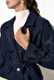 Women's Belted Short Trench Coat 1570 - Navy Blue - 3