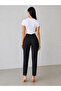 Women's Black Double-Breasted High-Waisted Carrot Pants (100% Viscose) - 3