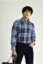 Long Sleeve Slim Fit Slim Fit Plaid Cotton Button Collar Shirt - 2