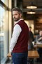 Men's Burgundy Anti-Pilling Standard Fit Regular Cut V-Neck Knitwear Sweater - 3