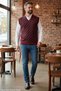 Men's Burgundy Anti-Pilling Fabric Standard Fit Regular Cut V-Neck Knitwear Sweater - 4
