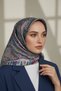 100% twill silk etro patterned gray colored 90x90 scarf sewing method: hand stitching - 2