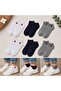 Women's 6 Pairs Cotton Booties Socks Strawberry Patterned Black White Gray - 2