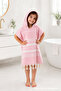 Cotton Children's Bathrobe Poncho Peshtemal 100% Cotton Beach Towel Pink