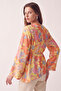 Floral Patterned Asymmetrical Blouse Y0166 - Orange - 4