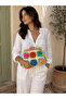 Knitted Wooden Scholarship Rose Motif Clutch Bag - 4