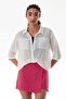 Basic Body Detailed Double Pocket Crop Shirt
